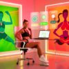 a confident entrepreneur launching a fitness brand using digital courses
